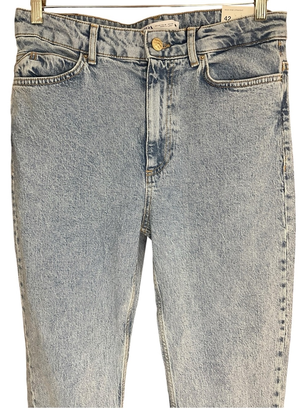 Zara High Rise Straight Jeans Light Blue - Picture 2 of 16